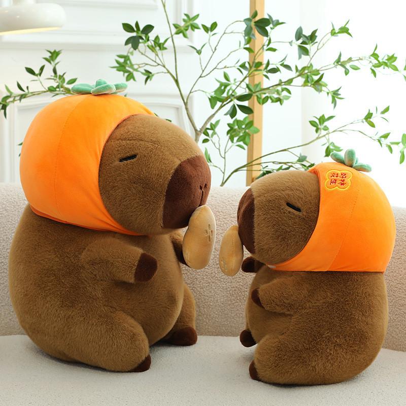 Peanut Capybara Persimmon Plush Toy Cartoon Stuffed Animal Doll Gift Decoration