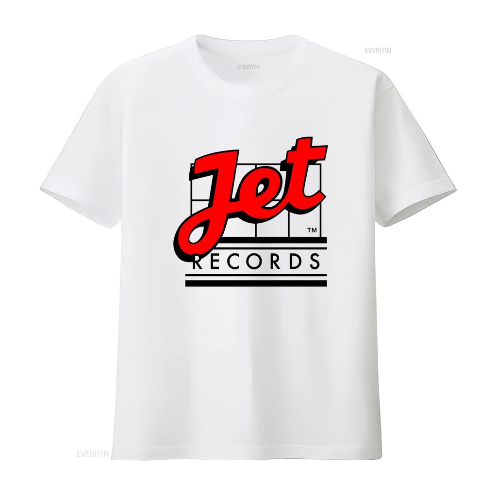 Jet Records Logo T-shirt 100% voorgekrompen Katoen Retro Failliet Platenlabel Ontwerp vintage Gewassen Comfortabel Rekbaar homme