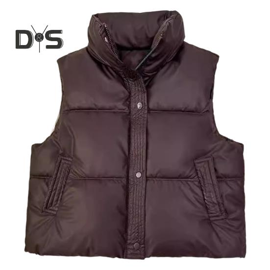 

Зимний женский жилет, пальто, утолщенный, с застежкой-молнией, воротник-стойка, без рукавов, однотонный, с защитой от ударов, сохраняющий тепло, уличный пуховик M кофейный