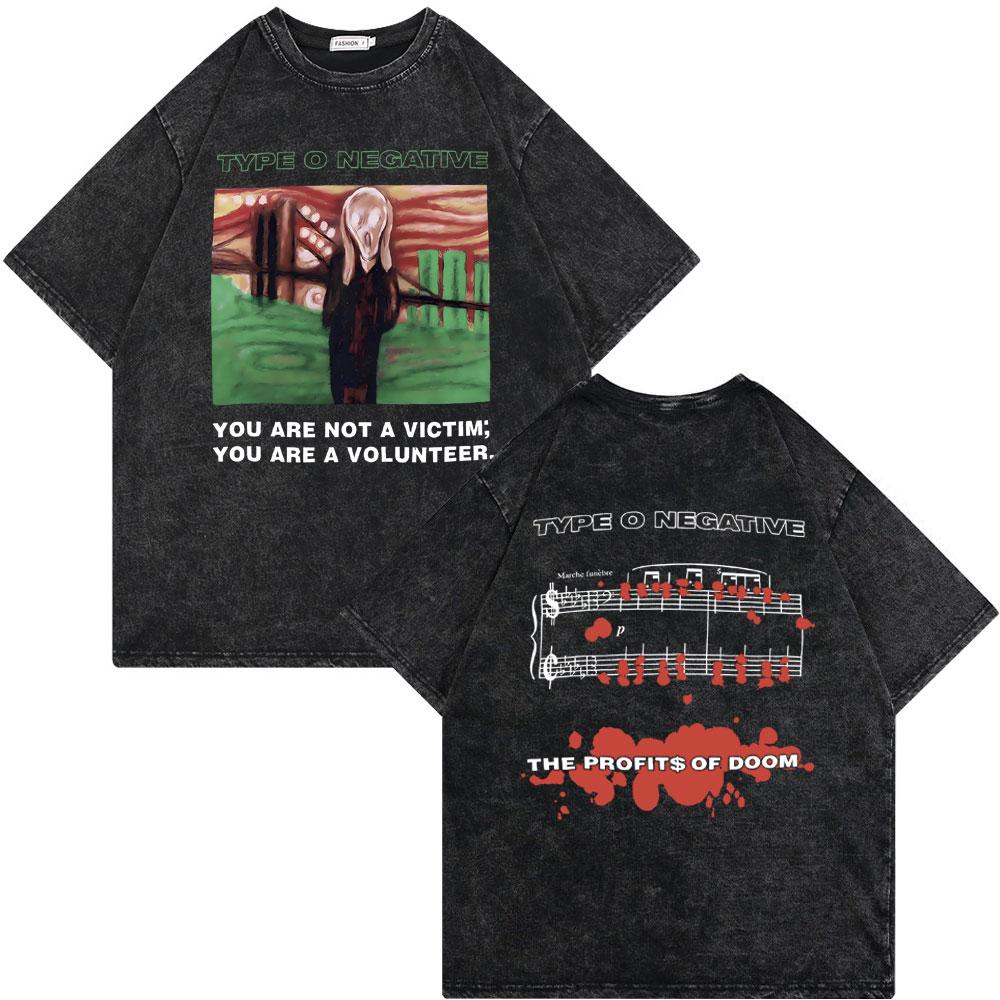 Washed Vintage Rock Band Type O Negative Rip Peter Steele Tribute T Shirt Male Casual Oversized Tshirt Mens Rocker Streetwear