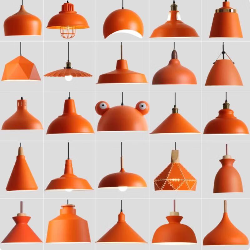 OEING Orange Industrial Pot Lid Pendant Lamp