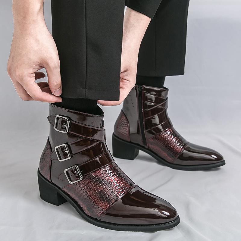 

Men Red Boots Formal Business Ankle Boots Black Shoes High Boots Large Size EU:46 красный