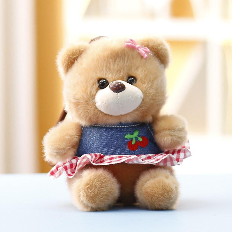 Plush Bear Backpack Charm With Cute Embroidered Details For Girls