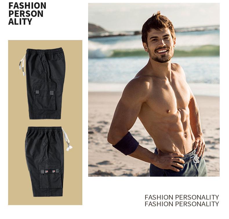 Pantaloncini da lavoro da uomo in cotone a vestibilità larga con tasche multiple