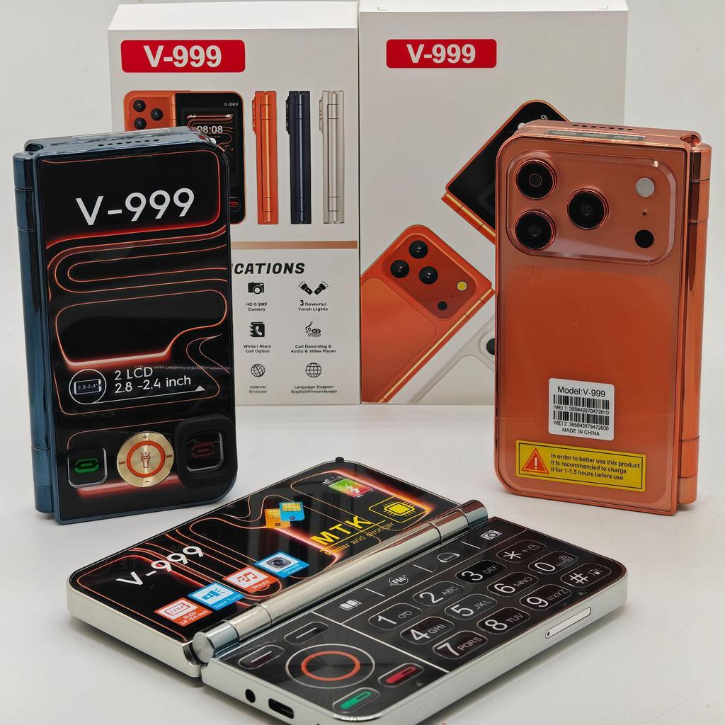 V-999 2G Dual Screen Flip Phone with Folding Design for Students