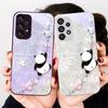 Beaded Panda Silver For Samsung Galaxy S23 U Ltra 24 Plus S20 21 FE S25 Ultra A70 A72 73 51 52 53 Tempered Glass Phone Case