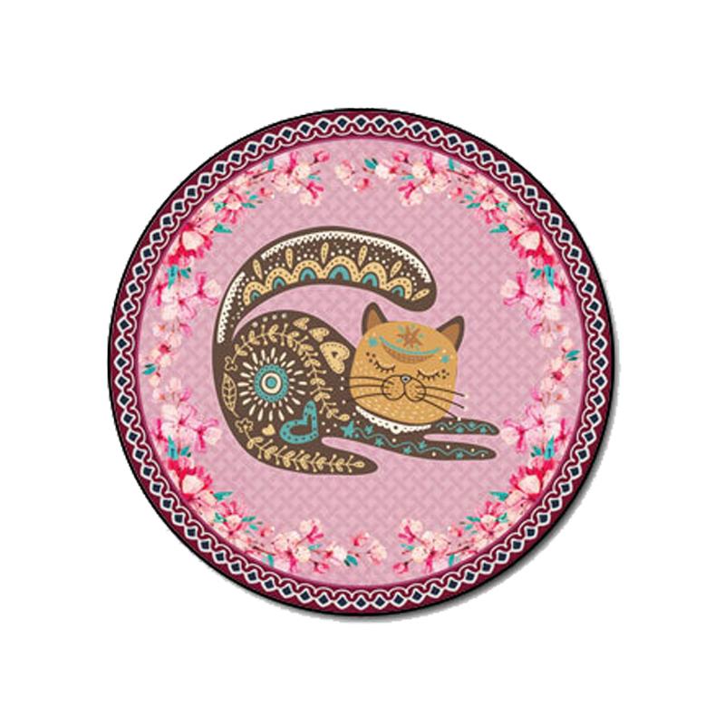 

Круглый ковер в американском стиле для комнаты для девочек, розовый ковер с рисунком головы дикой кошки, ковер для спальни, домашний балкон, декор дивана, напольный ковер 40cm