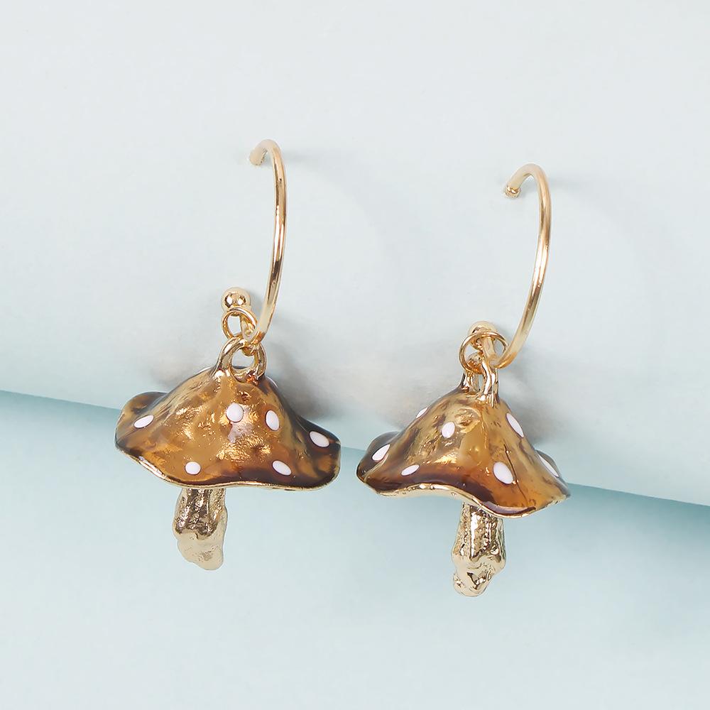 Europe and The United States Creative Fantasy Cute Mori Small Mushroom Drop Earrings Color Drop Mushroom Earrings Selling Well.