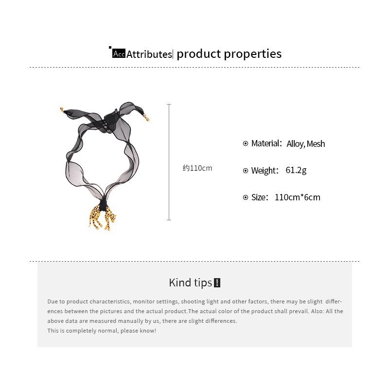 European and American Drip Oil Leopard Pendant Necklace for Women Creative Black Mesh Detachable Clavicle Chain Fashion Jewelry