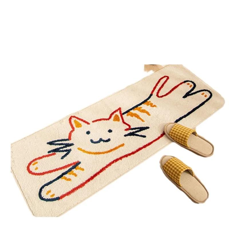 Cartoon Cat Carpet For Cooling And Keeping Warm, Long Bedside Blanket For Bedrooms, Corridor Floor Mat, Home Decoration