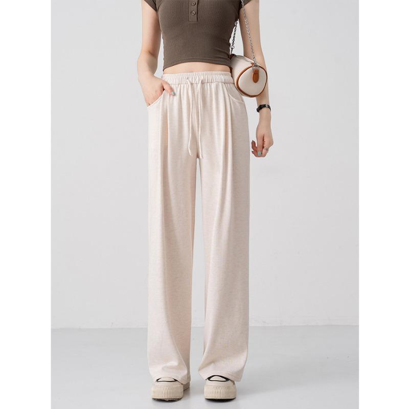 Spring new knitted cloud glutinous rice pants loose high waist drape casual wide-leg pants lazy narrow version mopping pants