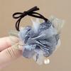Pink Flower Ribbon Hair Band Women Girls Bowknot Ponytail Holders Hair Ropes Girls Korean Fashion Hair Accessories Headwear Blue