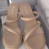 Women's High Heel Slide Sandals, Transparent One-Strap Chunky Heel Crystal Heels, Outdoor Fashion Summer Shoes