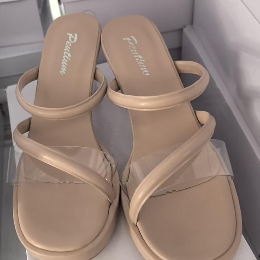 Women's High Heel Slide Sandals, Transparent One-Strap Chunky Heel Crystal Heels, Outdoor Fashion Summer Shoes