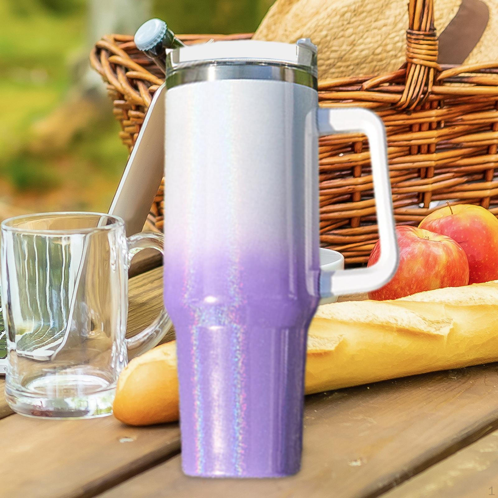 

Стакан на 40 унций с ручкой, чашка для кофе со льдом, подарки для женщин, кружка для путешествий для него и ее жены white and violet