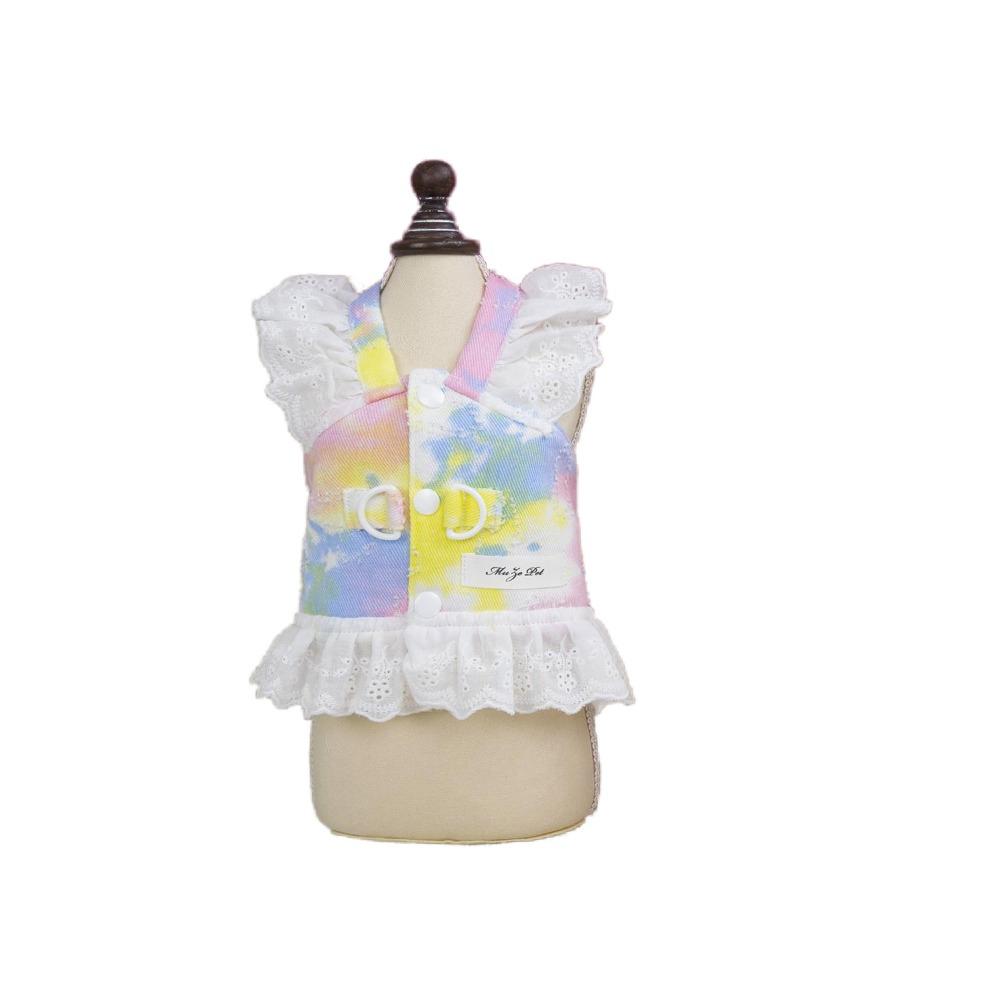 

Cute Pet Lace Sleeve Dress Breathable Pet Skirt Pet Vest Cat Chest Strap Autumn S розовый