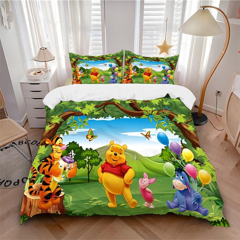 Winnie Pooh'S Forest Adventure Print 3Pcs Bedding Setduvet Cover With 2 Bedropillowcase Home Birthday Gift