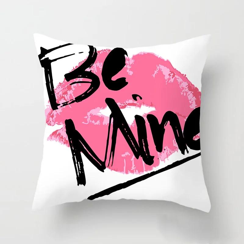 Love Heart Letters Floral Pillowcase Modern Nordic Fashion Pink Cushion Cover Sofa Seat Wedding Decorative Throw Pillows Cover