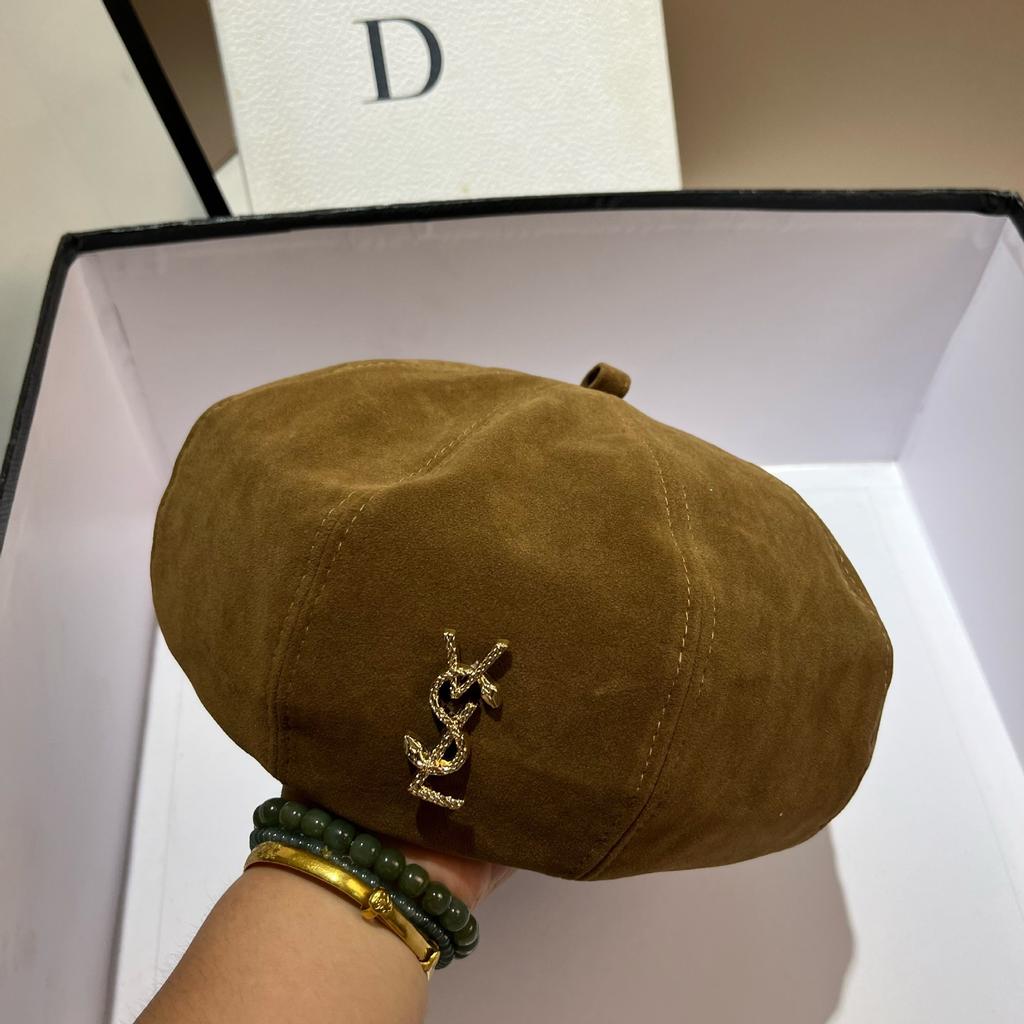 Vsl Paris Catwalk Autumn Octagonal Beret High Quality Big Hat Frosted Leather Painter Hat