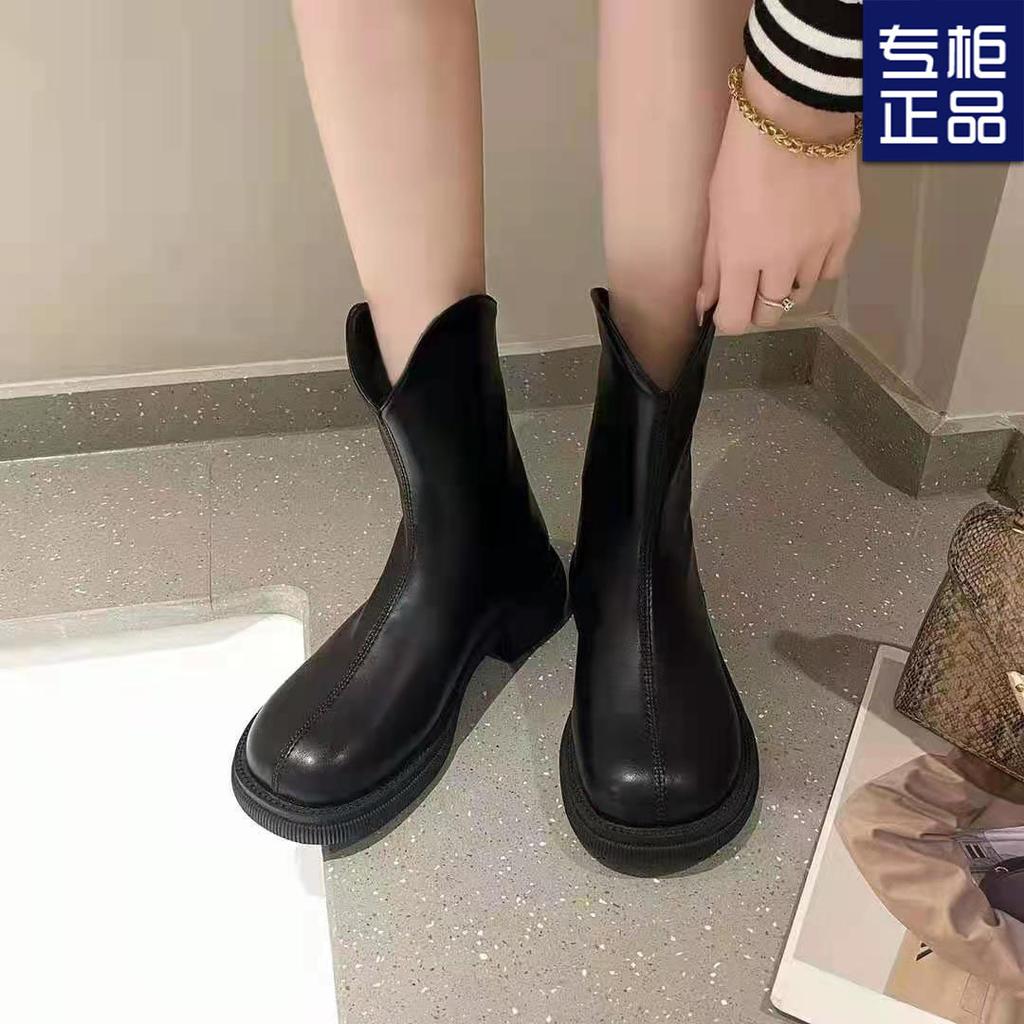 Martin-kängor dam 2025 höst och vinter nya mango-tå brittisk stil franska små korta stövlar vita korta Chelseaboots