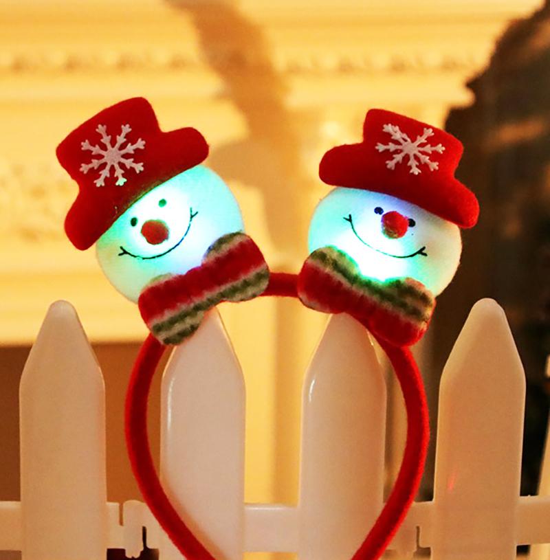 

Рождественская повязка на голову Санта-Клауса, рога оленя, повязка на голову в виде оленя, уши для косплея, светодиодные светящиеся украшения, аксессуары для волос на Рождество