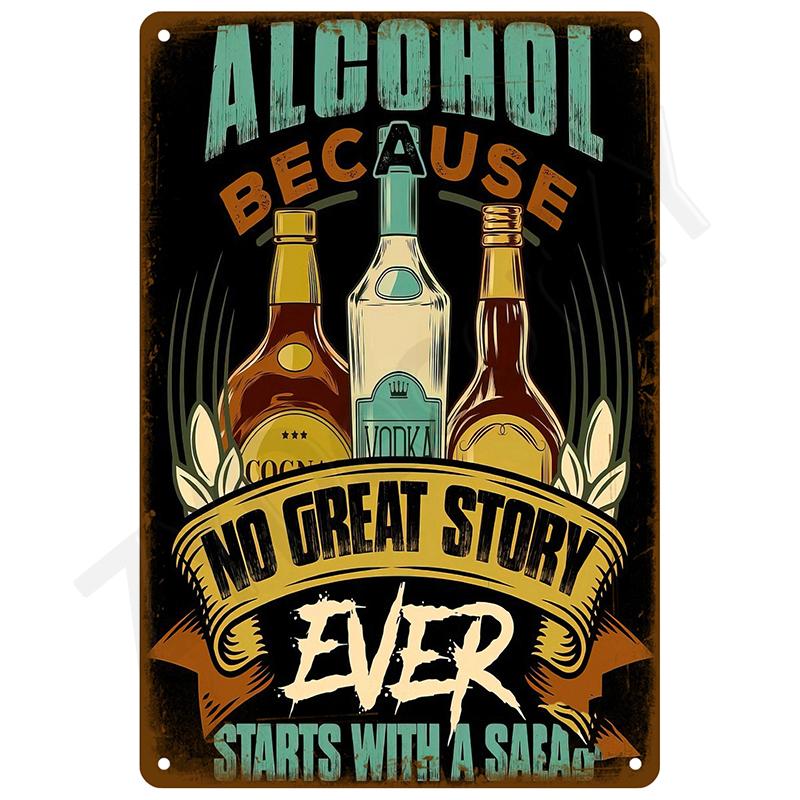 Retro Wall Art Bar Accessories Mancave Tin Sign Room Luxury Home Decor Item Decorations Metal Signs Vintage Metal Plates Post