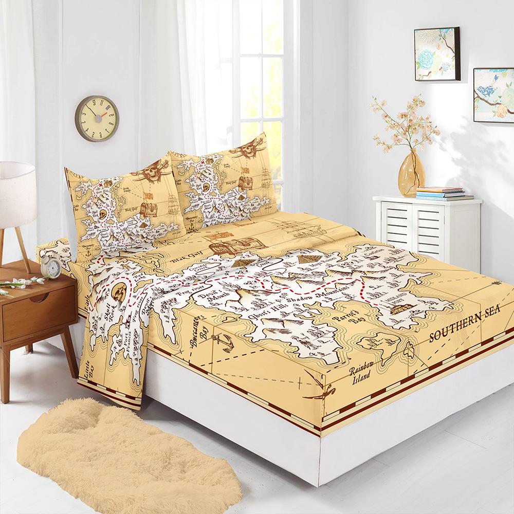 Four-Piece Mattress Digital Printing Mattress Protective Cover Bedding Skull Kit
