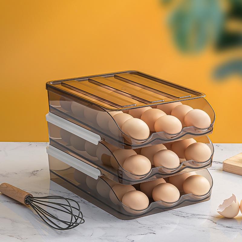 Automatic Double-Layer Rolling Egg Storage Box for Refrigerators