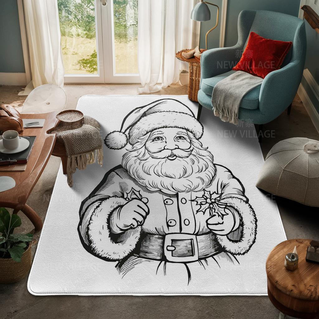 House Entrance Carpet Home Door Mat Living Room Bath Foot Bathroom Non-slip Water Absorption Rugs Bath Merry Christmas Winter