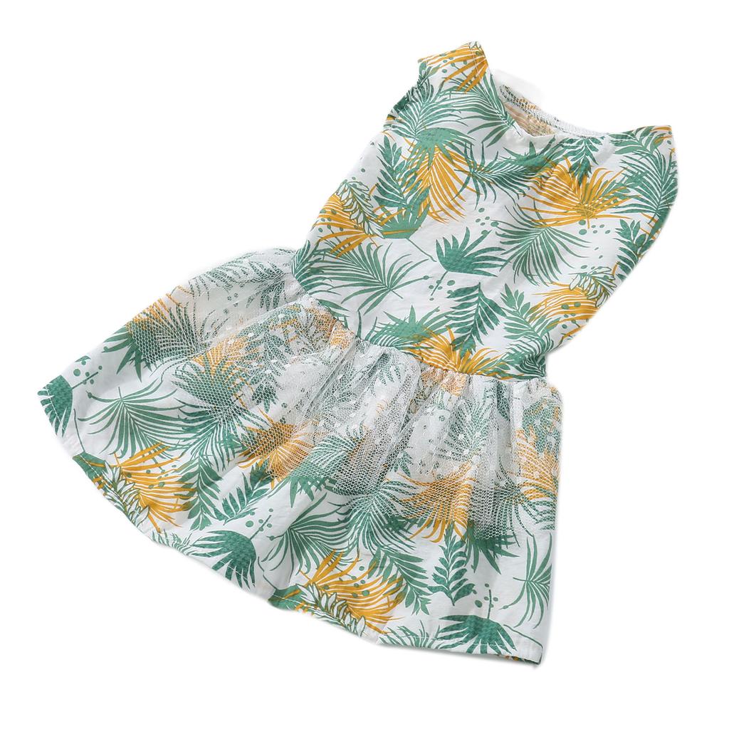 Summer Dog Dress Fashionable Exquisite Leaf Pattern Cute Doggie Dress for Cats Puppy