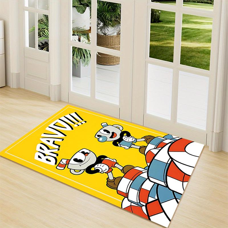 1 Stück Cuphead Mugman Abenteuer Teppich Teppich Anpassbar Weich Waschbar Rutschfest Zuhause Wohnzimmer Sofamatten Personalisierter Teppich 0917249