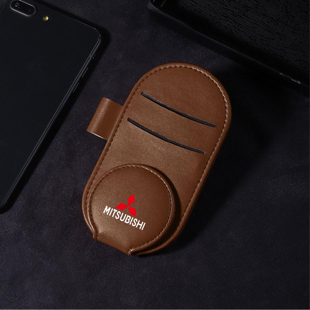 Cxsvnp1 Car Sunglasses Storage Case Sun Visor Glasses Card Clip Holder For Mitsubishi Lancer 10 9 EX Outlander 3 ASX L200 Competition