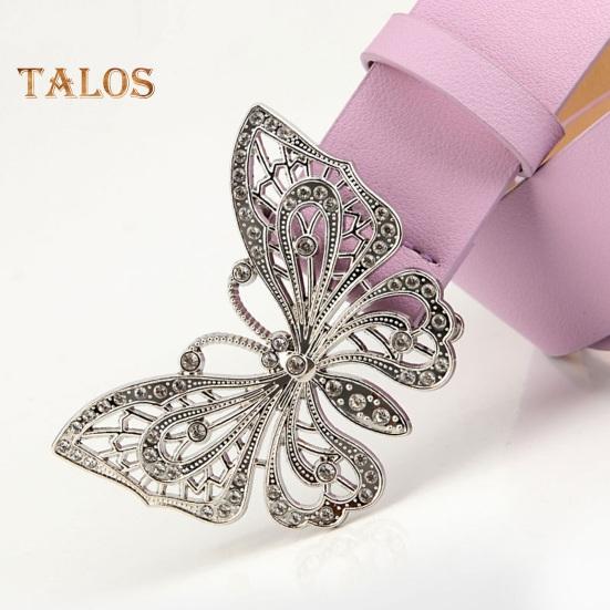 Rhinestones Butterflies Decor Belt Adjustable Length Multi Holes Design Women Waistband Solid Color Belt Costume Accessories