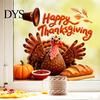 Removable PVC Wall Art Autumn Thanksgiving Turkey Window Static Sticker, Decorative Decals, Harvest Festival Theme Clings for Indoor And Outdoor