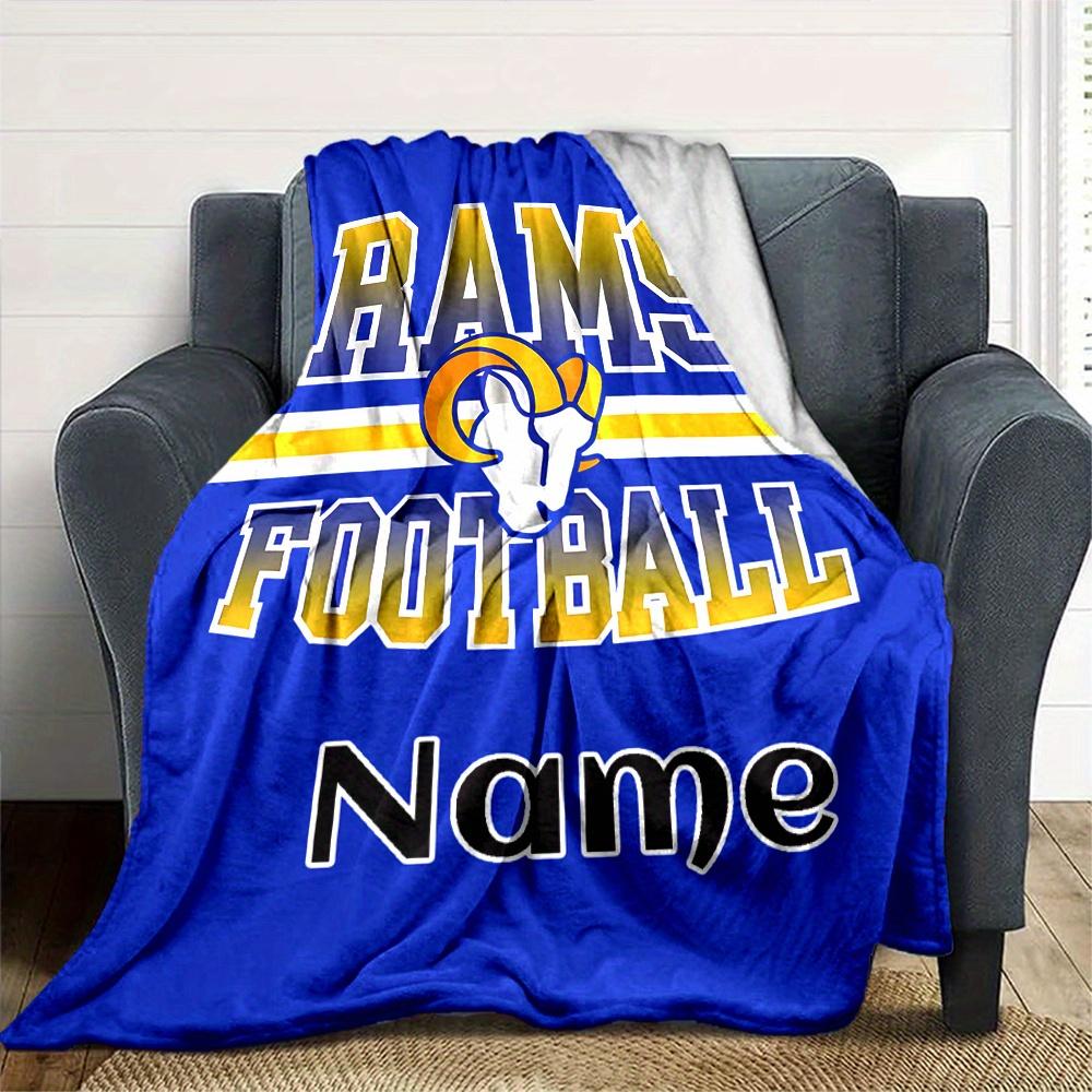 Rams Football Team Logo Customized Your Name Blanket Lightweight And Comfortable Warm Blanket Suitable For Bed Home Chair Office Sofa Camping