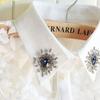 Linbaiway Embroidery Cotton Fake Collars for Women Removalbe False Collar Blouse Rhinestone Clothes Female Detachable Neckwear