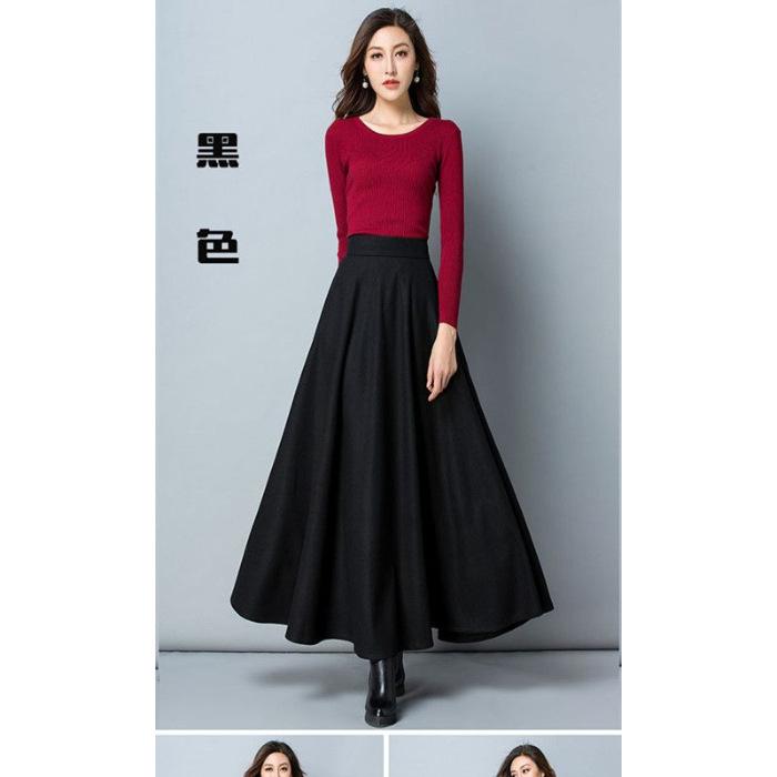 Four Seasons Printed Half-length Dress Women's High Waist Medium and Long A-shaped Large Swing Dress Skinny Dress
