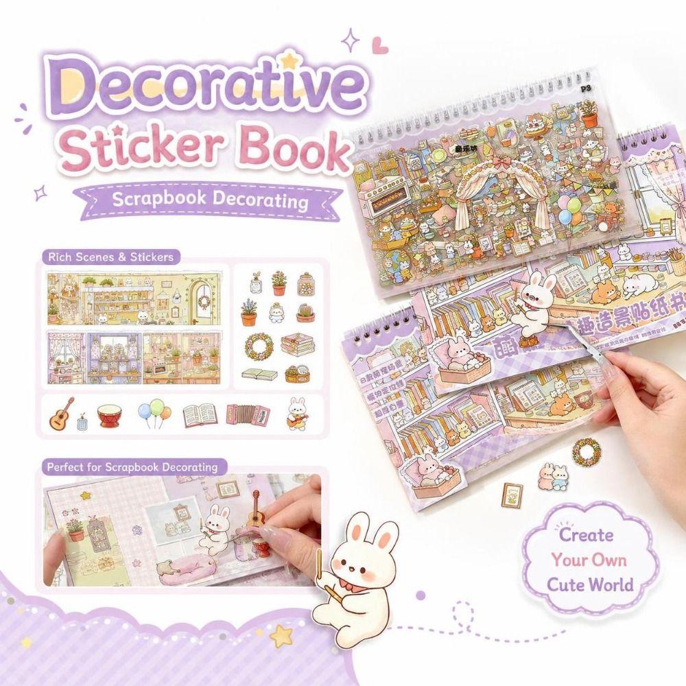 Printed Scenes Scene Building Sticker Book Self Adhesive Paper Sticker Book Scrapbook Decorating