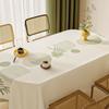 Fresh Style Leaf Pattern PVC Tablecloth Waterproof Oil-Proof Washable Rectangular Dining Table Cover Grid Luxury Tea Table Cloth