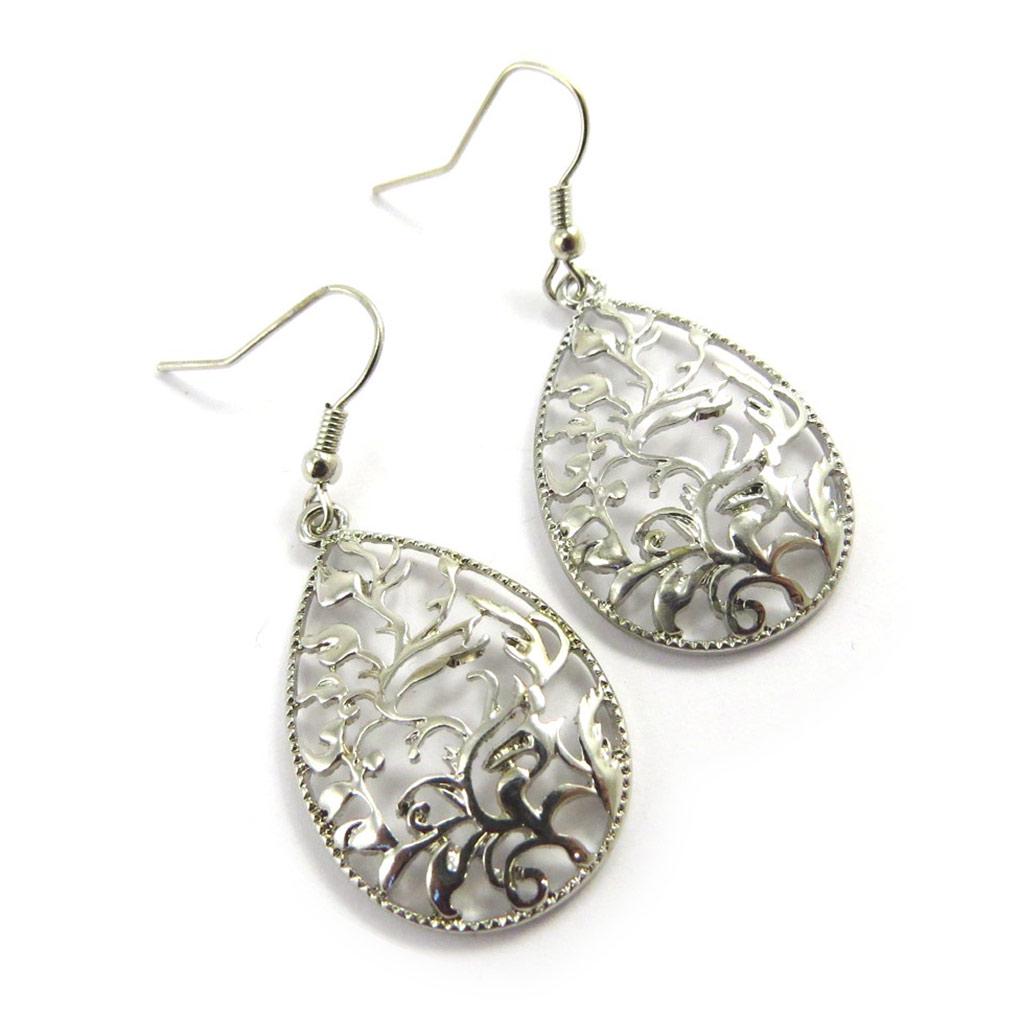 Les Trésors De Lily [L9691] - Silver 'Cunegonde' Designer Earrings