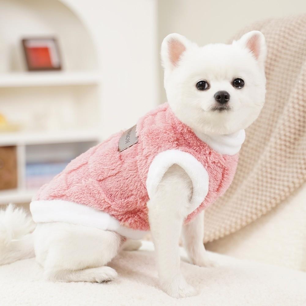 Fashion Velvet Winter Dogs Clothes Comfortable Pullover Vest Dog Warm Sweater Soft Dog Plaid Coat Walking
