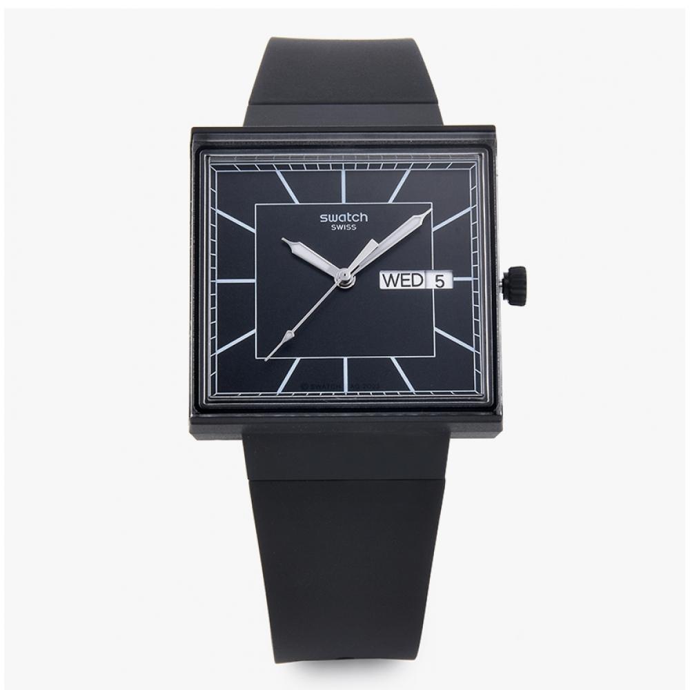 Swatch So34b701 What If Blackagain Public Urethane Watch