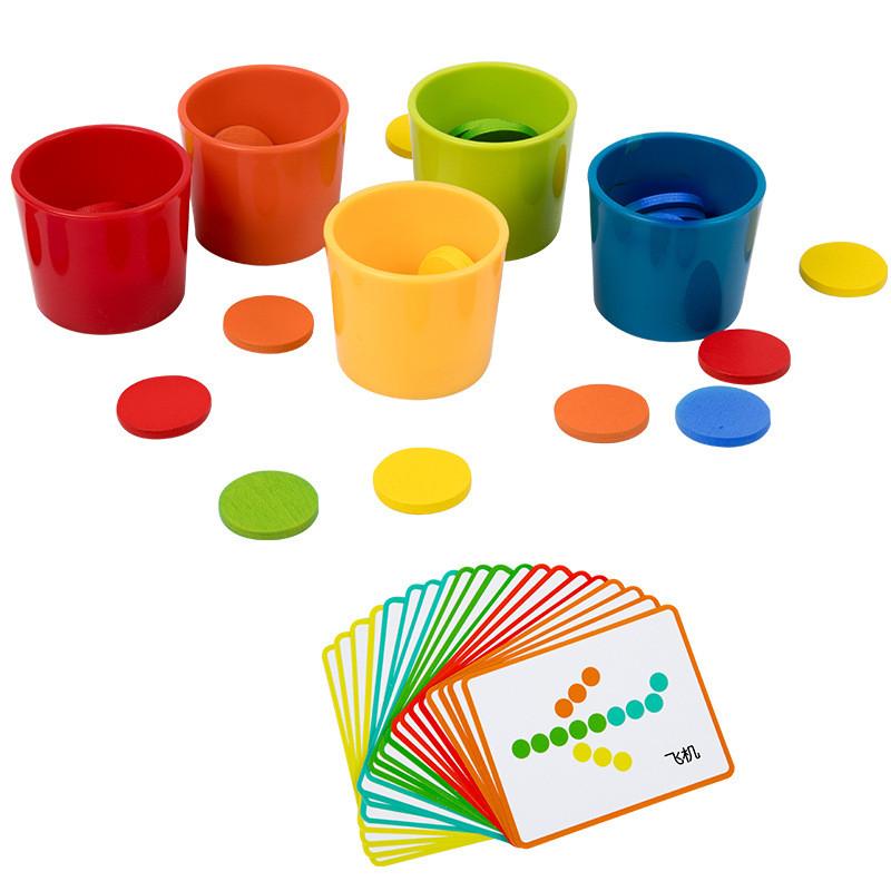 Montessori Wooden Color Matching Puzzle Cups Developmental Toy For Kid Preschool