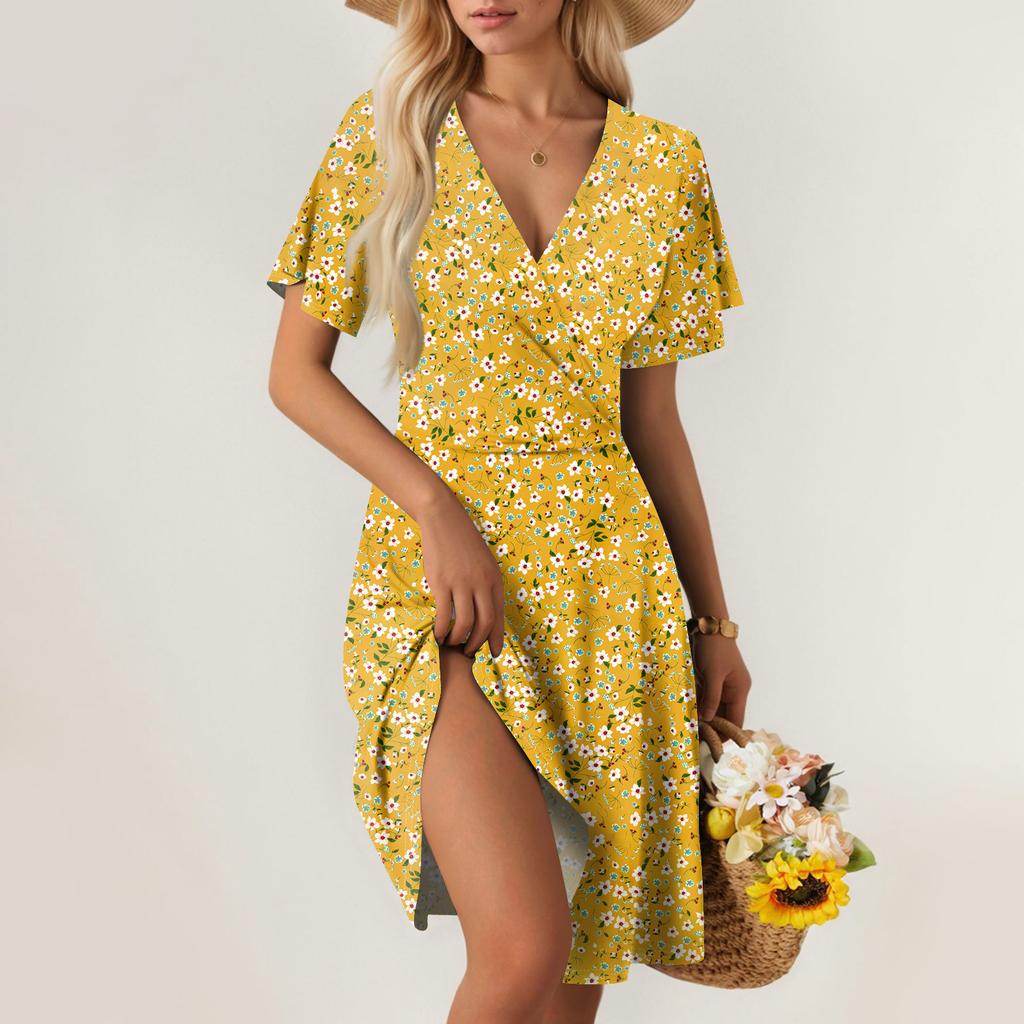 Dámské letní šaty Volné Plážové Dovolenkové Ležérní Hluboký Výstřih do V Vesta Šaty Elegantní Košilové Šaty