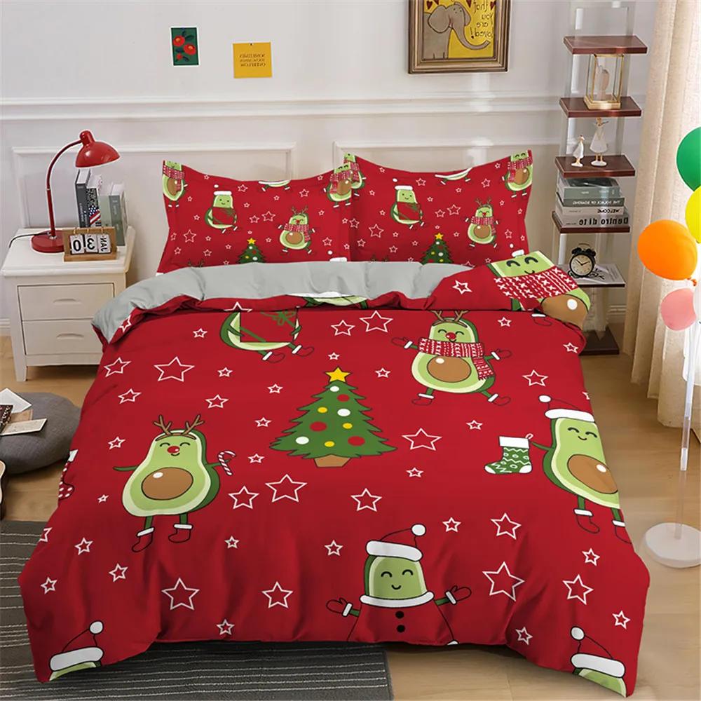 Lustige Avocado Bettwäsche-Sets Cartoon Niedliche Mädchen Jungen Teenager Polyester Bettwäsche-Sets Einzel Doppel Queen King Size Bettbezüge
