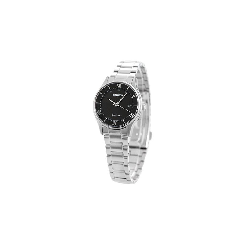 Citizen Antimagnetic 50m Waterproof Solar Quartz Steel Strap Women's Watch Black Dial ES0000-79E
