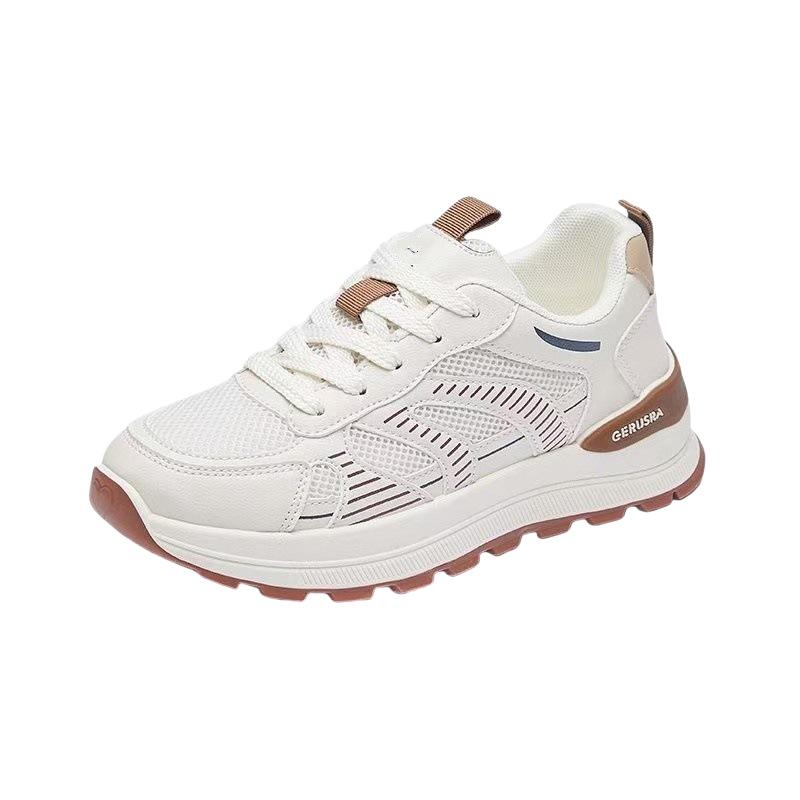 Chaussures de papa respirantes pour femmes 2025 nouvel été respirantes antidérapantes chaussures de sport et de loisirs légères polyvalentes à semelle souple chaussures blanches