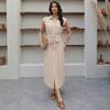 Elegant Summer 2026 Shirt Collar Waist-Cinching Dress
