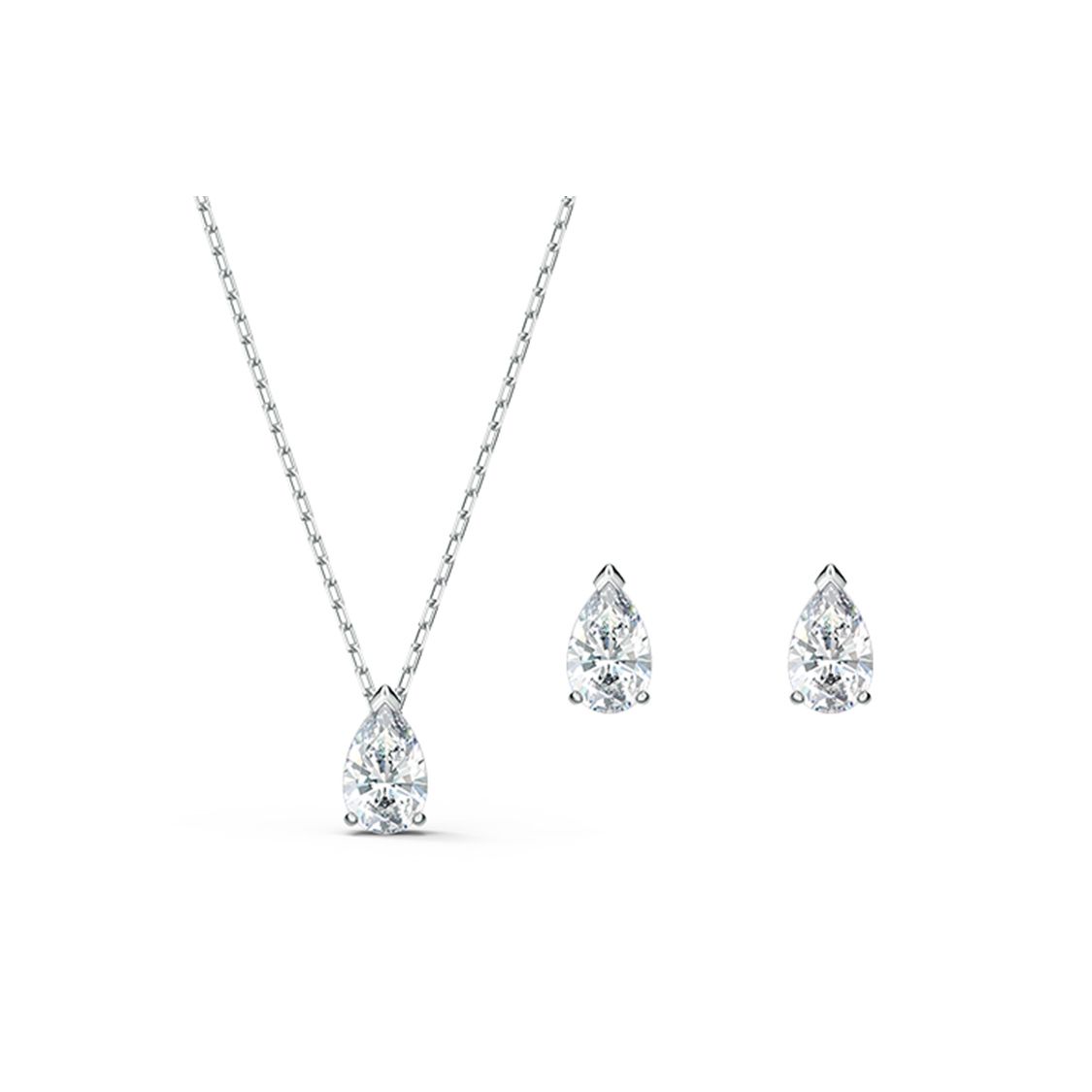 

Swarovski Stilla Attract Pear Set Exquisite Rhodium Plated Crystal Necklace Women necklace 5569174 Box (Random Color)