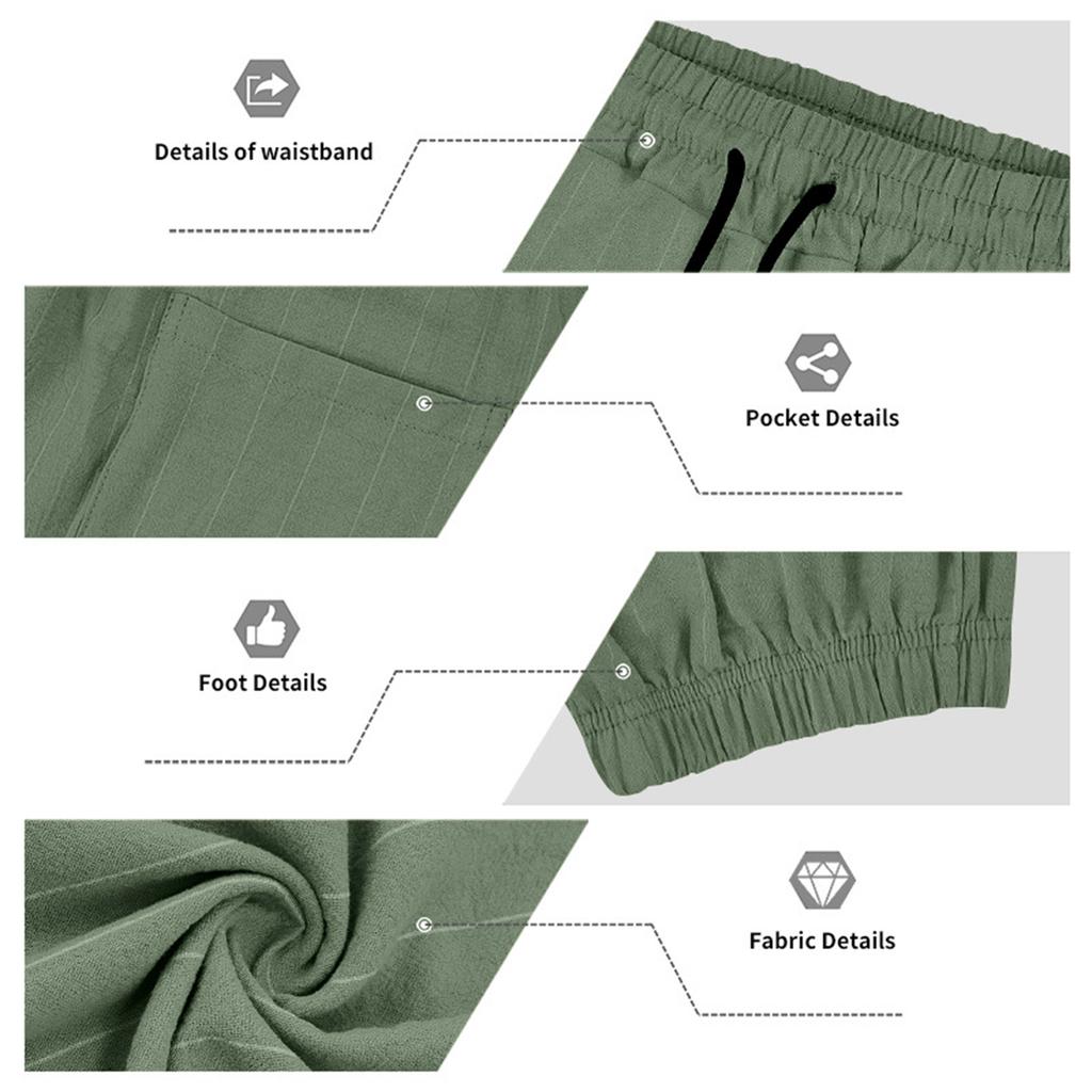 Men Drawstring Waist Pinstripe Jogger Pants Relaxed Fit Lightweight Breathable Trousers for Daily Wear Sports Activities